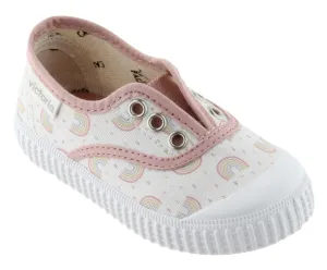 Victoria Girl's Rainbow Slip-On Canvas Sneakers, Nude