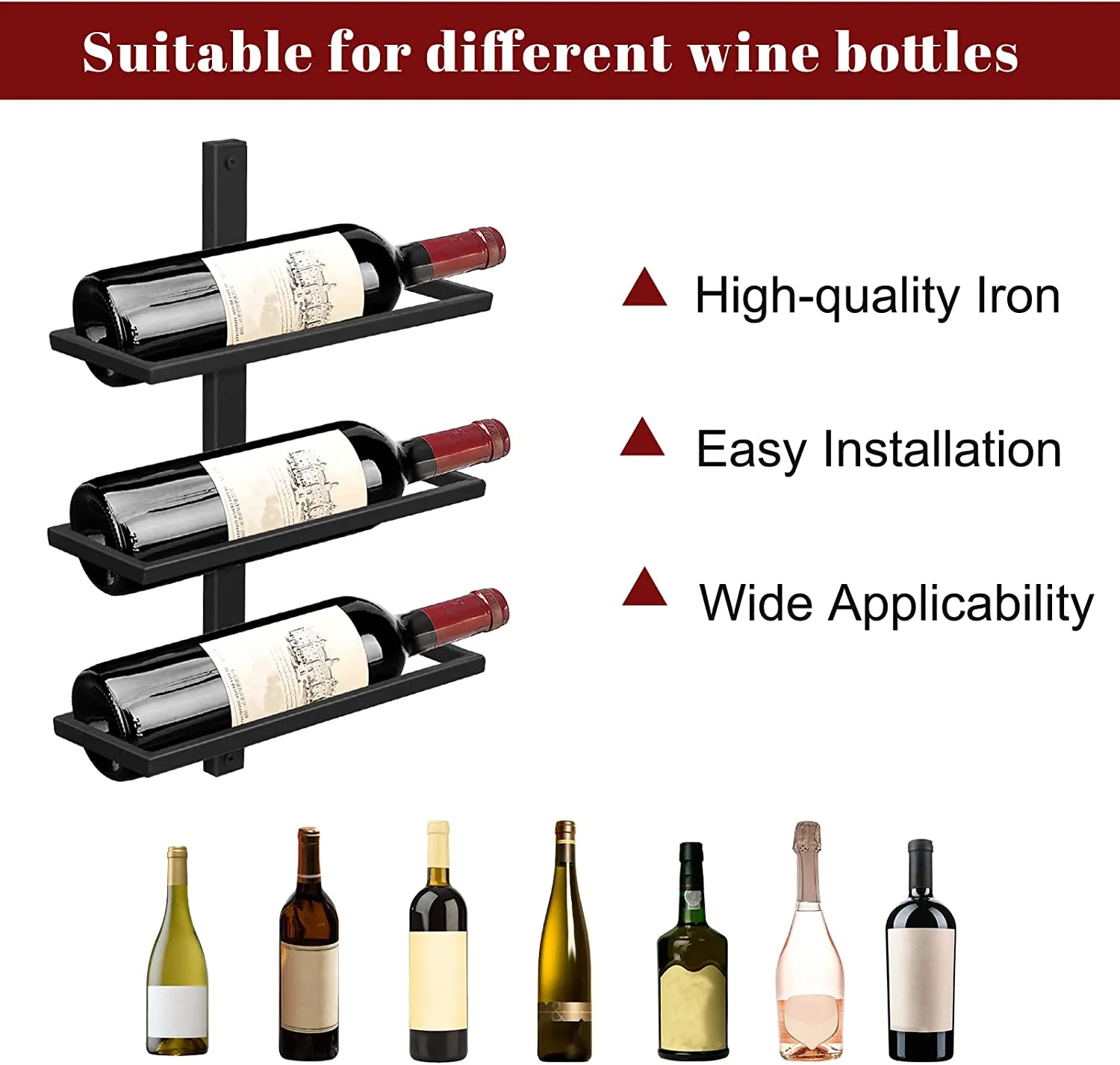 Wall Mounted Wine Bottle Rack Holder Organizer-10 Bottle