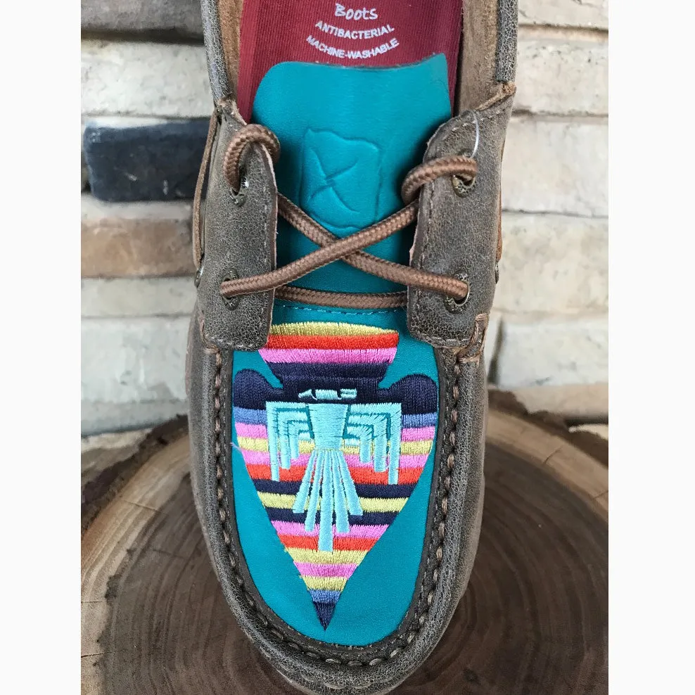 WE Exclusive~ Twisted X  Women's Turquoise Serape Arrowhead Thunderbird Driving Moc