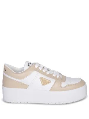 White and Beige Platform Sneakers