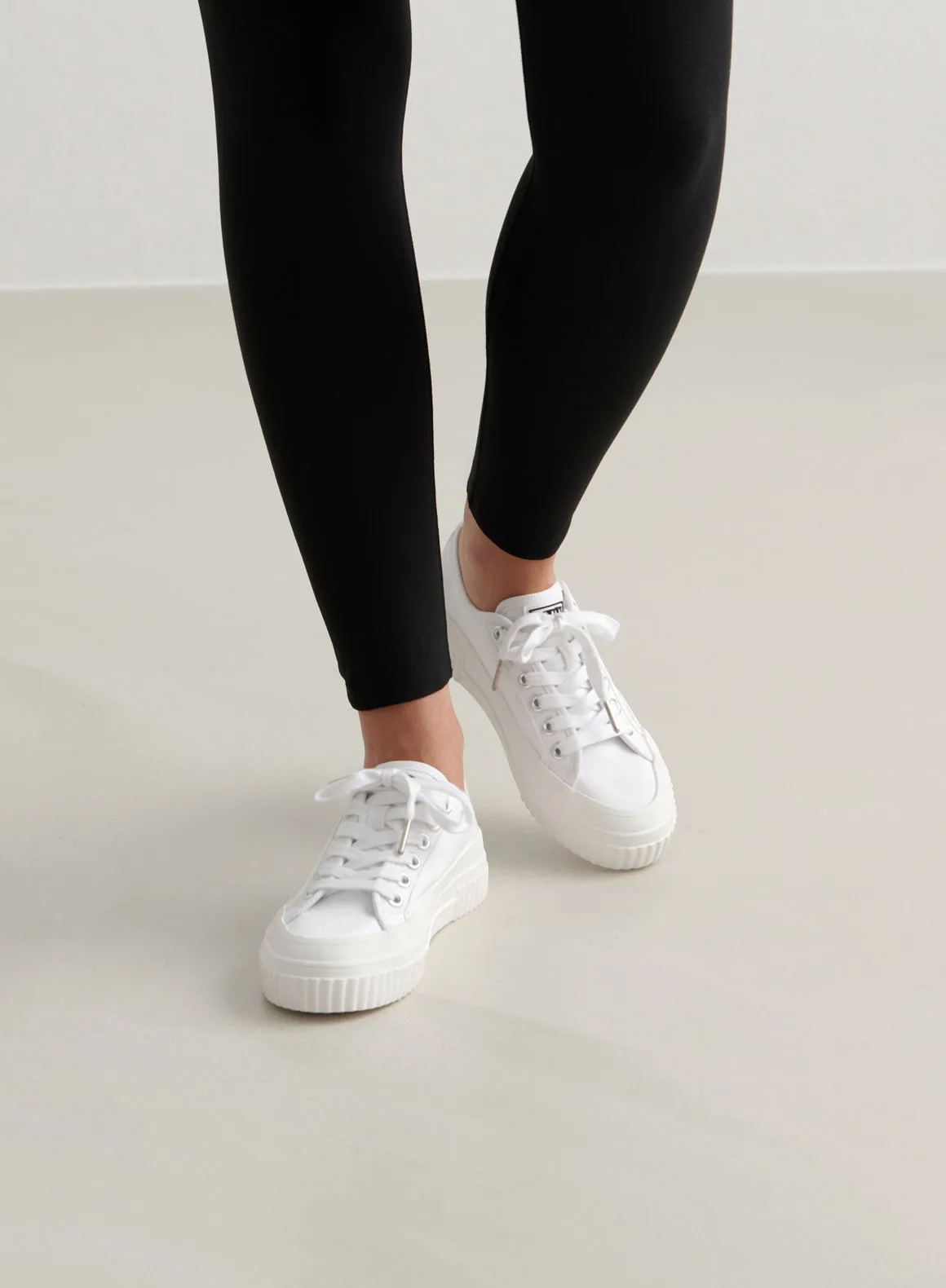 White Cotton Canvas Sneakers