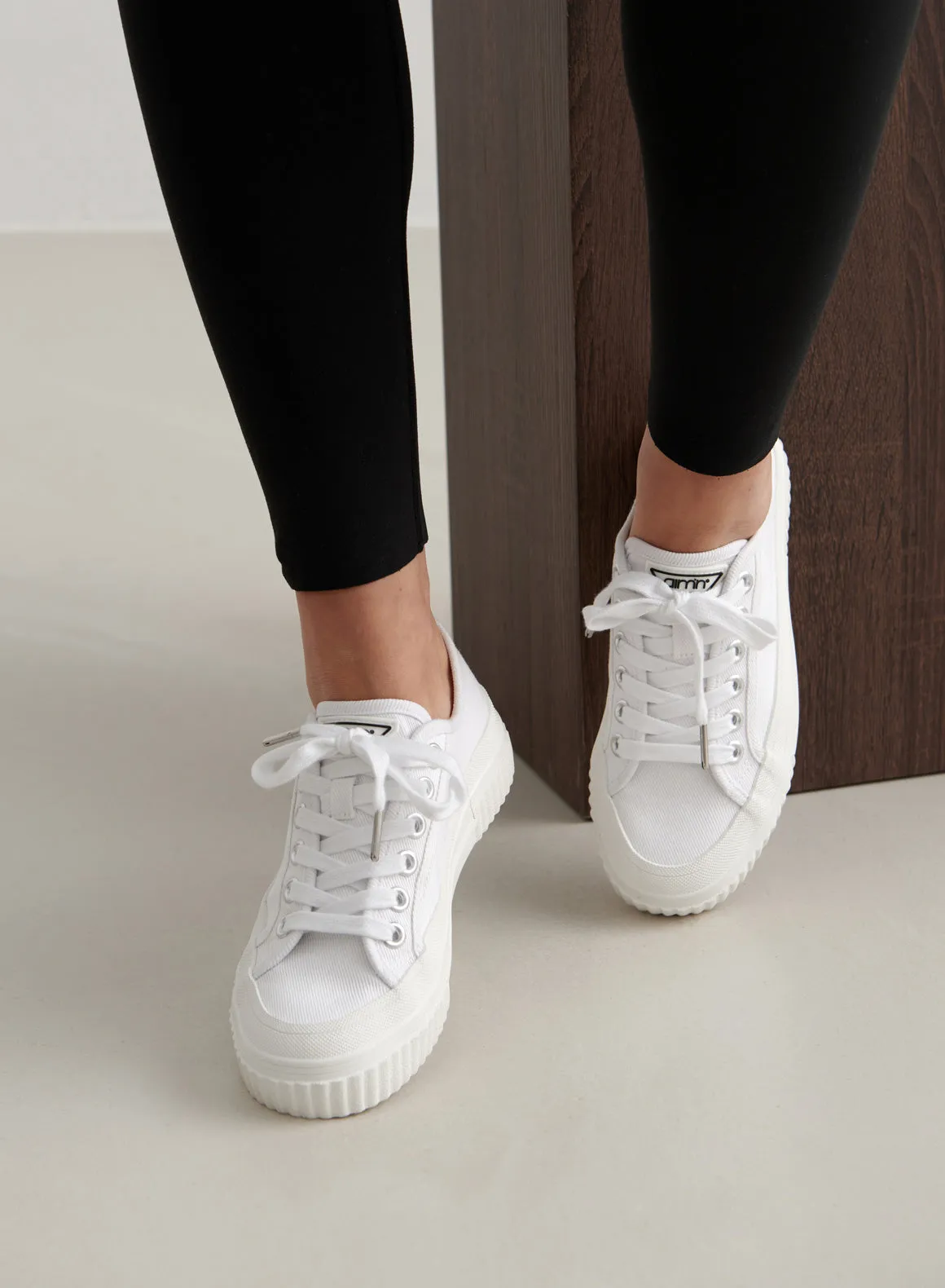 White Cotton Canvas Sneakers