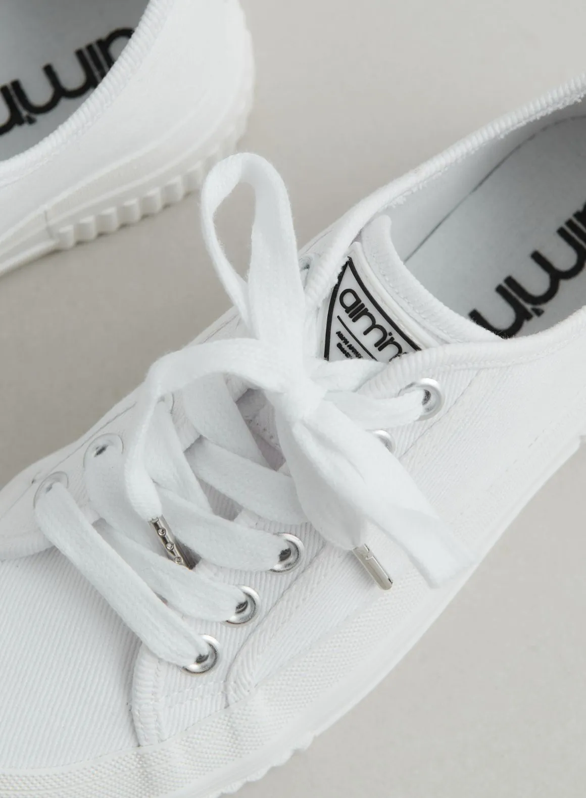 White Cotton Canvas Sneakers