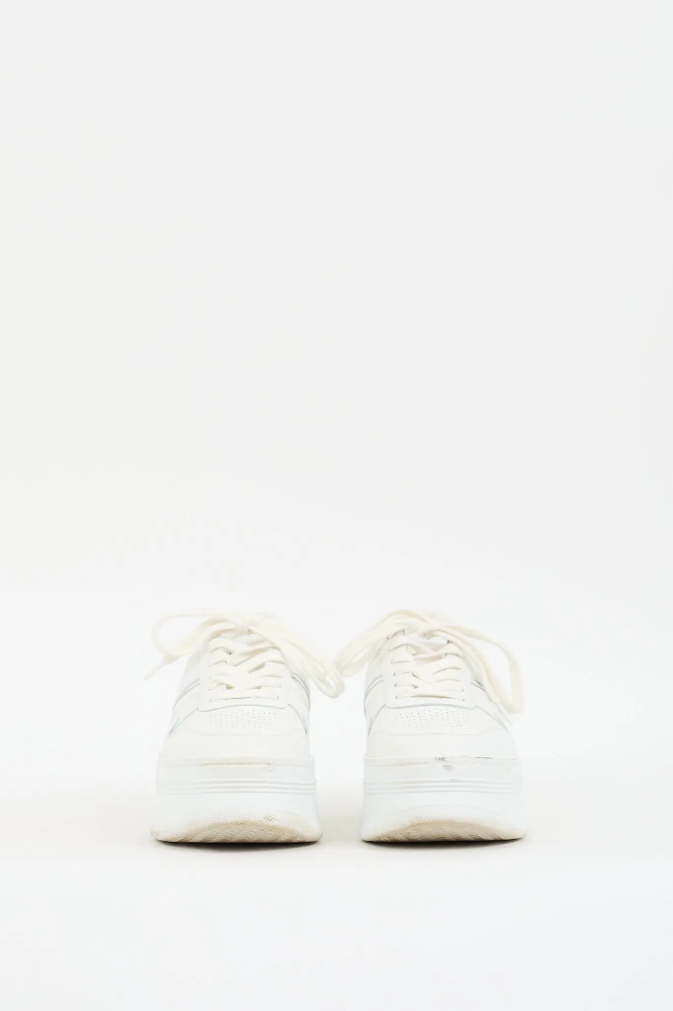 White Leather Block  Sneaker