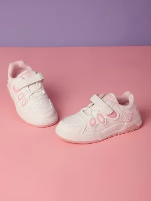 White Pink PU Stylish Velcro Sneakers For Kids-Unisex (TC-RS3649-A-WHTPNK)