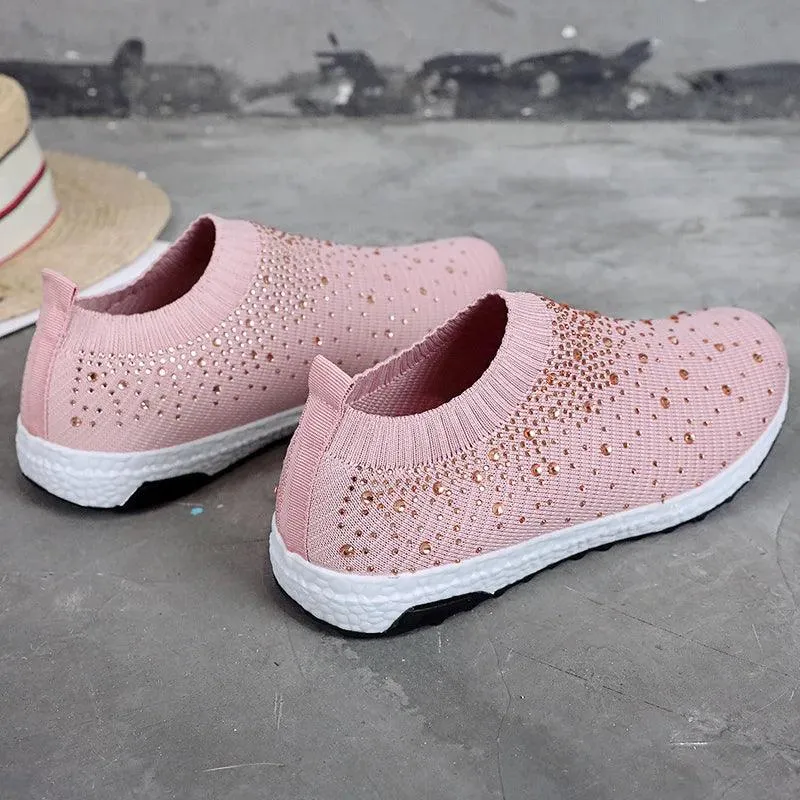 Women's Casual Shoes Breathable Mesh Flat Bling Sneakers #06-LYD274