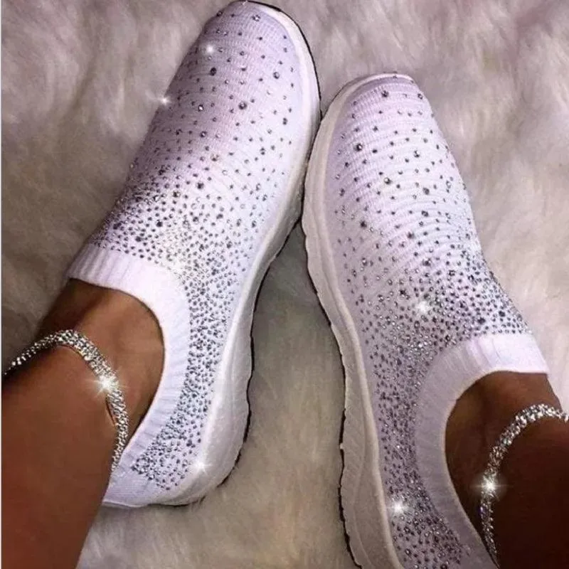 Women's Casual Shoes Breathable Mesh Flat Bling Sneakers #06-LYD274