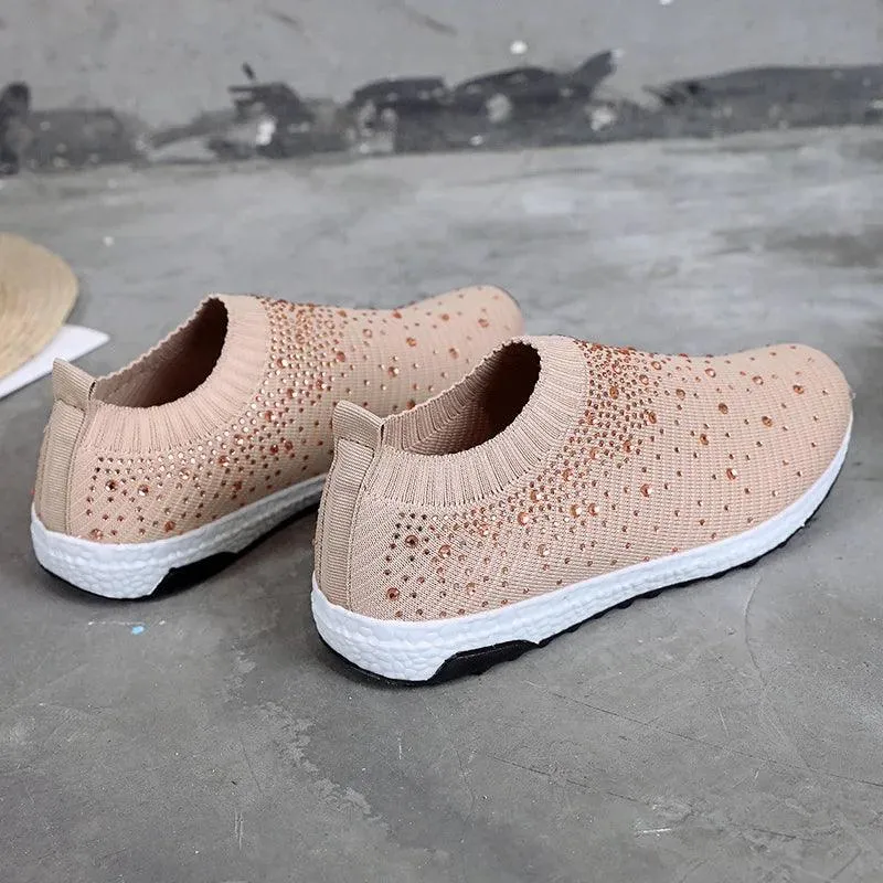 Women's Casual Shoes Breathable Mesh Flat Bling Sneakers #06-LYD274