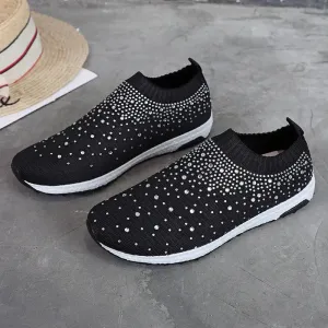 Women's Casual Shoes Breathable Mesh Flat Bling Sneakers #06-LYD274