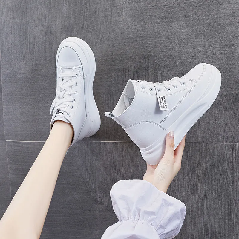 Women's High-top Platform Leather Sneakers