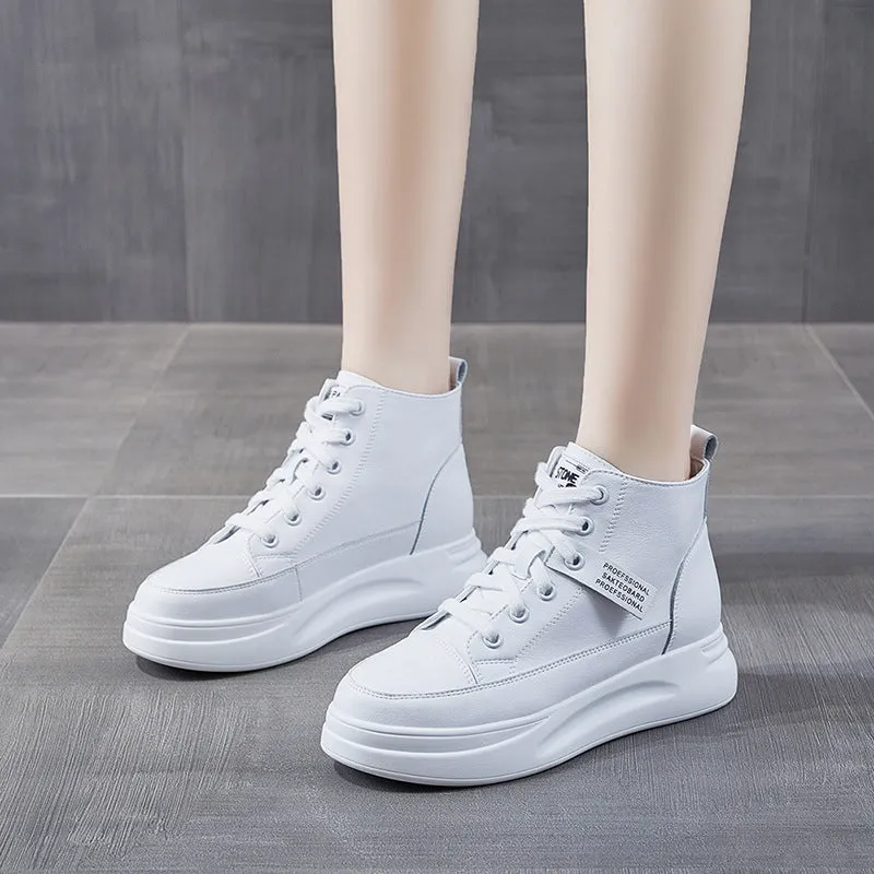 Women's High-top Platform Leather Sneakers