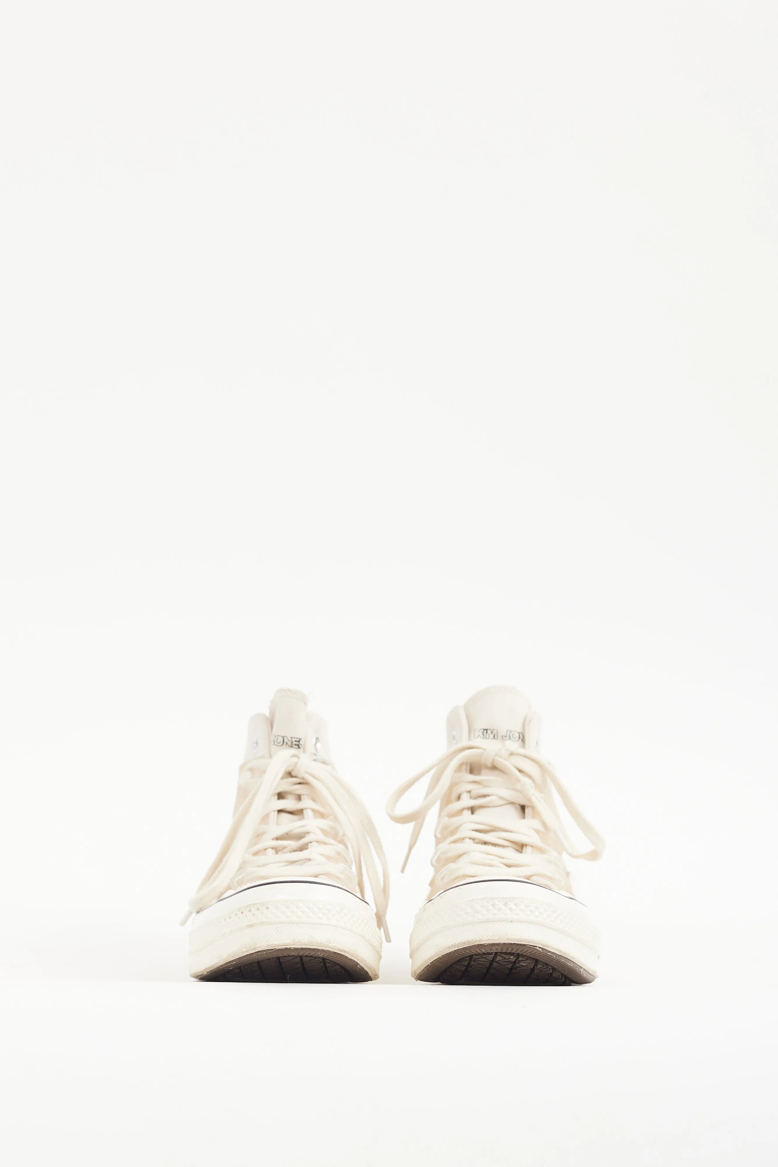 X Kim Jones Beige & Cream Canvas & Rubber High Top Sneaker