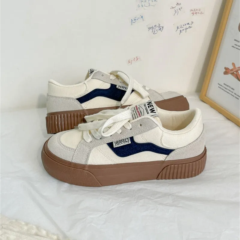 xiangtuibao Brand White Woman Vulcanized Shoes Platform Luxury Spring Autumn Sports Sneakers Female Lace Up Flats Sneakers Shoes Ladies