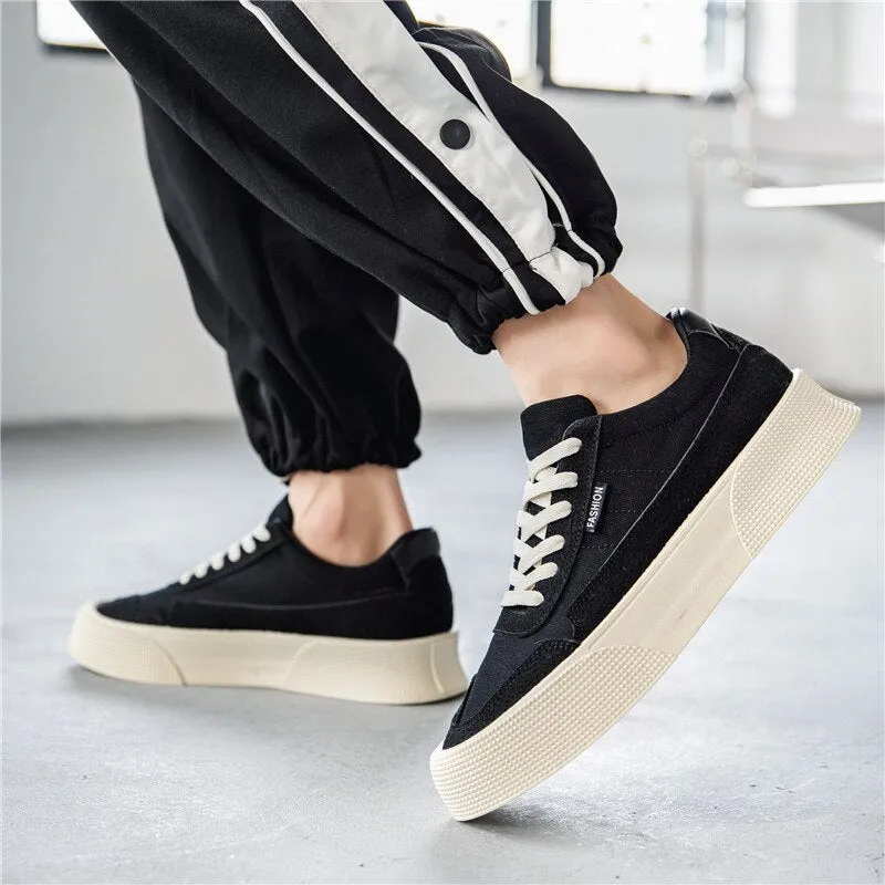 xiangtuibao Hot Black Classic Casual Men Canvas Shoes Streetwear Platform Harajuku Shoes Men Fashion Breathable Low Sneakers zapatillas lona