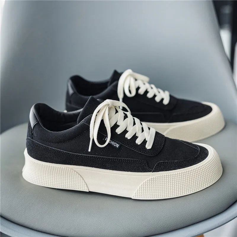 xiangtuibao Hot Black Classic Casual Men Canvas Shoes Streetwear Platform Harajuku Shoes Men Fashion Breathable Low Sneakers zapatillas lona